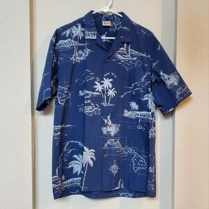 Royal Creations  Vintage Hawaiian Blue Button Down w/Pocket Size XL